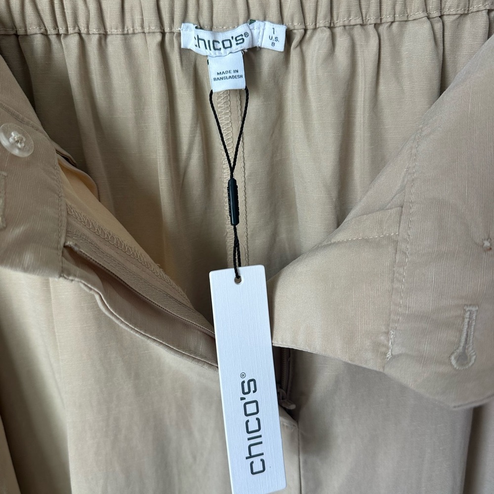NWT Soft Tencel Linen blend Midi Skirt size M Chicos Pleated A line - Picture 5 of 13
